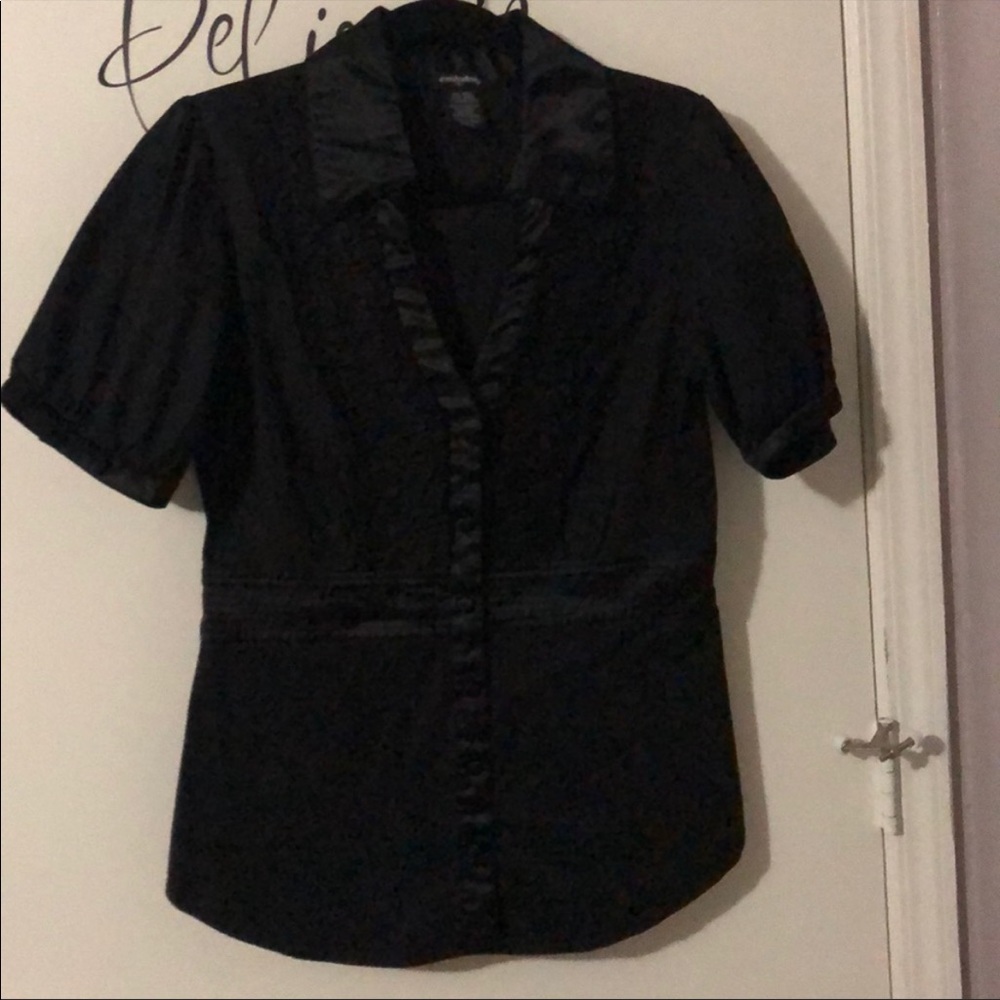 Black Button Up Ss Tux Top - image 8